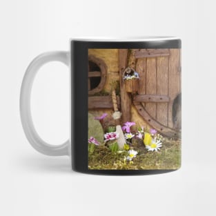 George the mouse in a log pile house - twins Mug